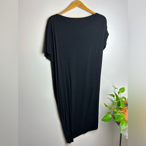 Samantha Eng Midi Dress M Black Stretchy Modal cotton Asymmetrically 
Lagenlook - Picture 2 of 8